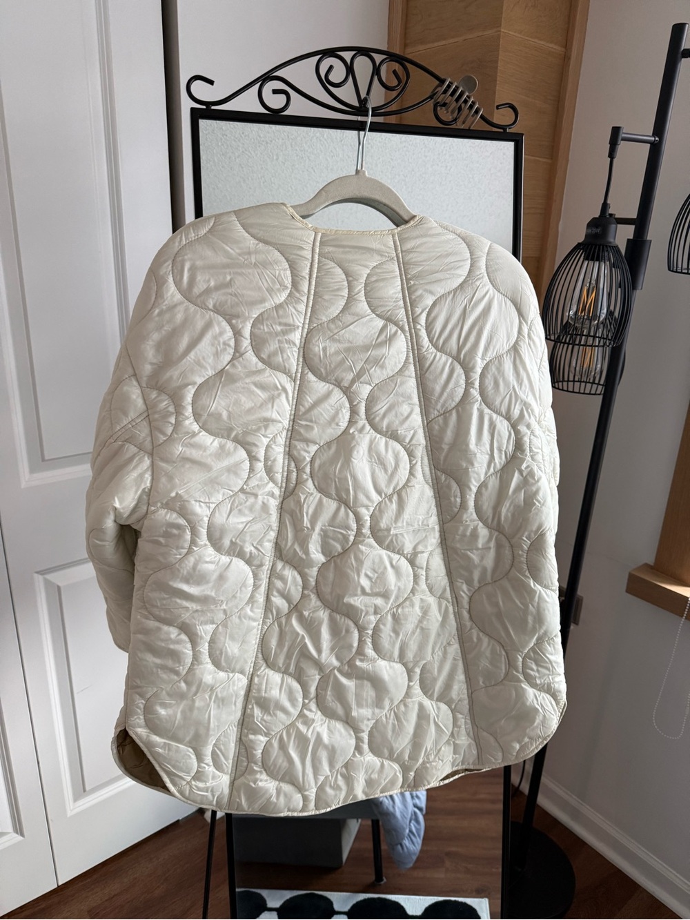 Mango Quilted Jacket in Cream with Beige Lining - Picture 6 of 7